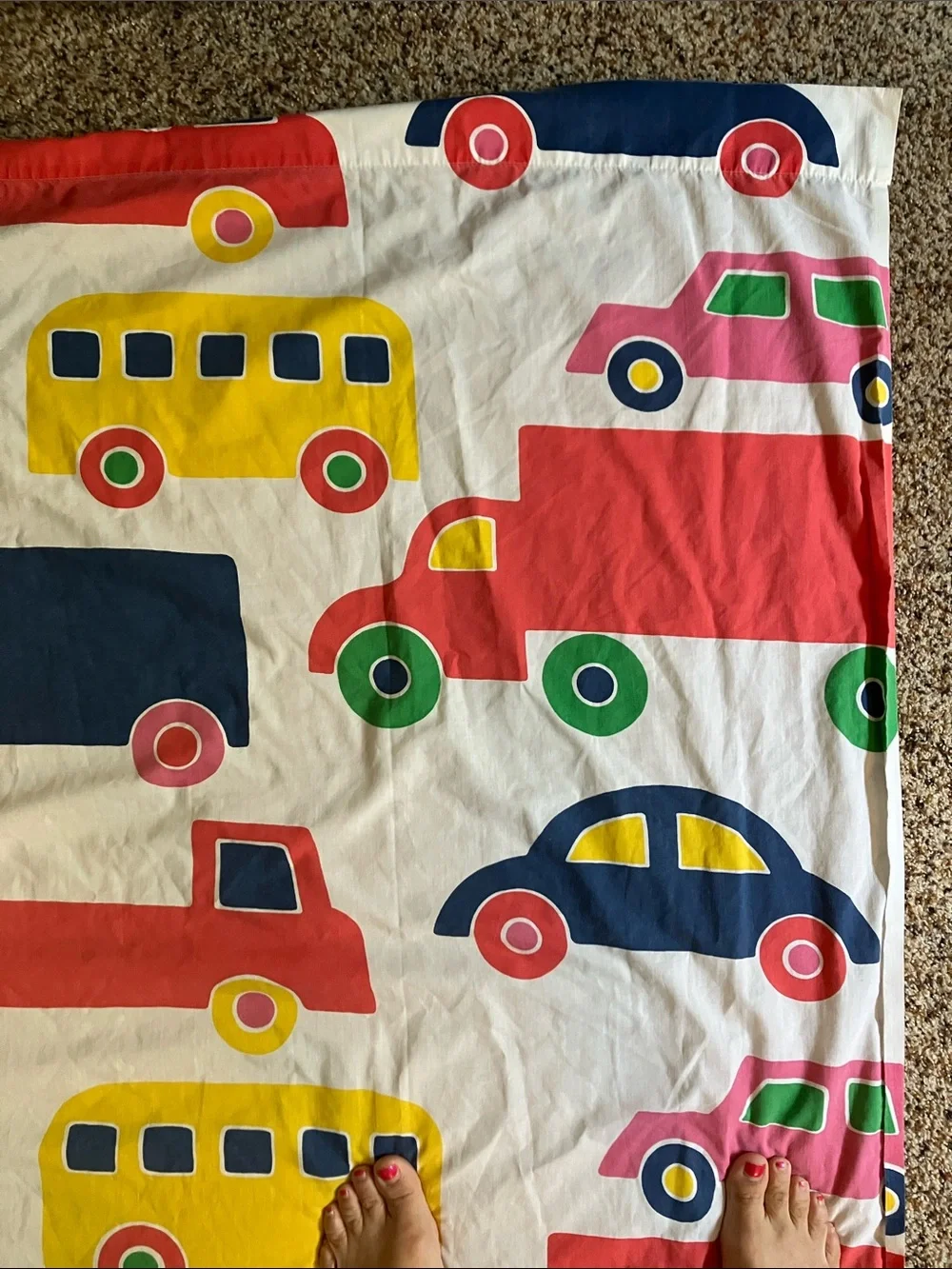 Marimekko Kids Cars and truck vintage 1970s Sheet boo Bo Dan rivers twin flat